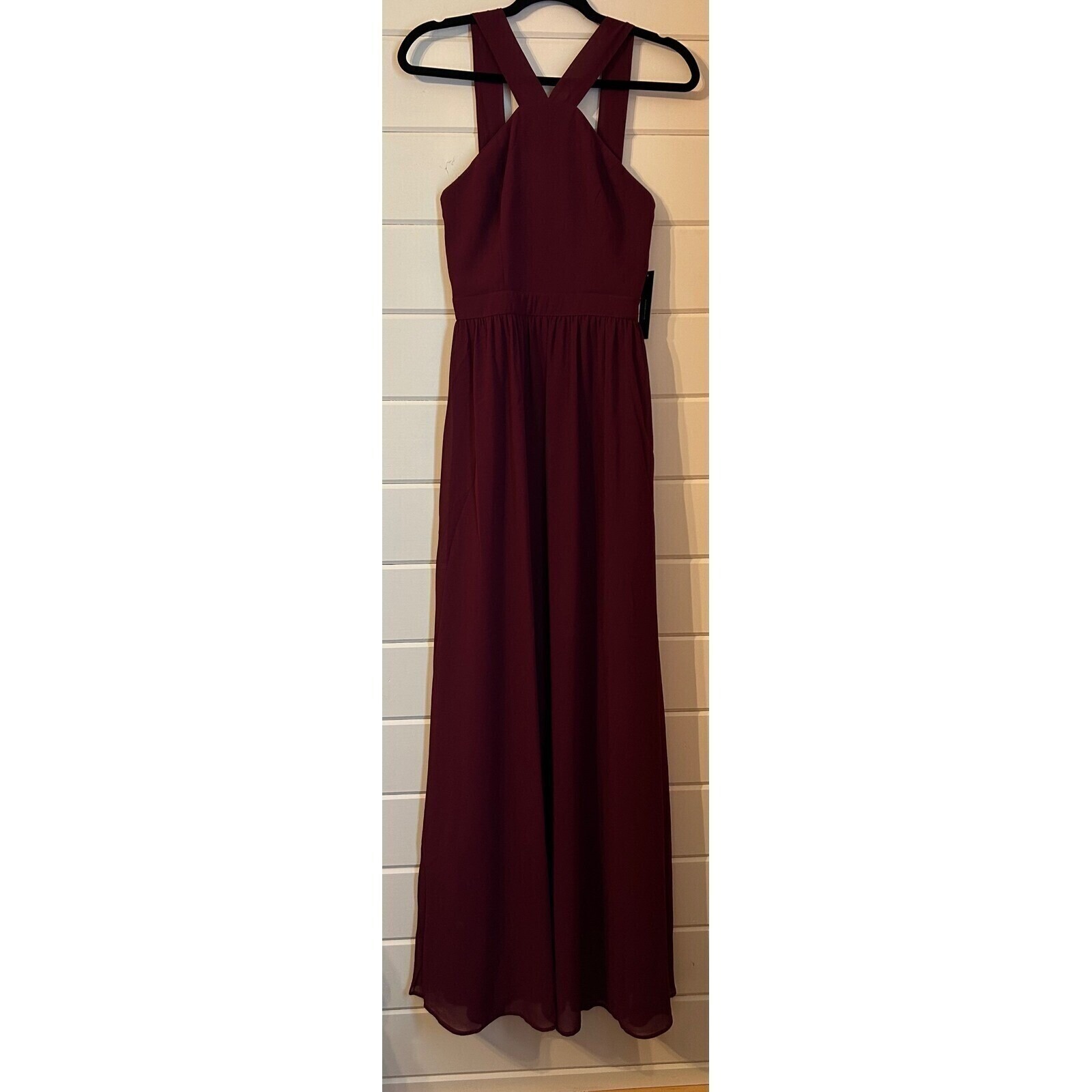 Lulus Air of Romance Burgundy NWT Women's Maxi Dress Flowy