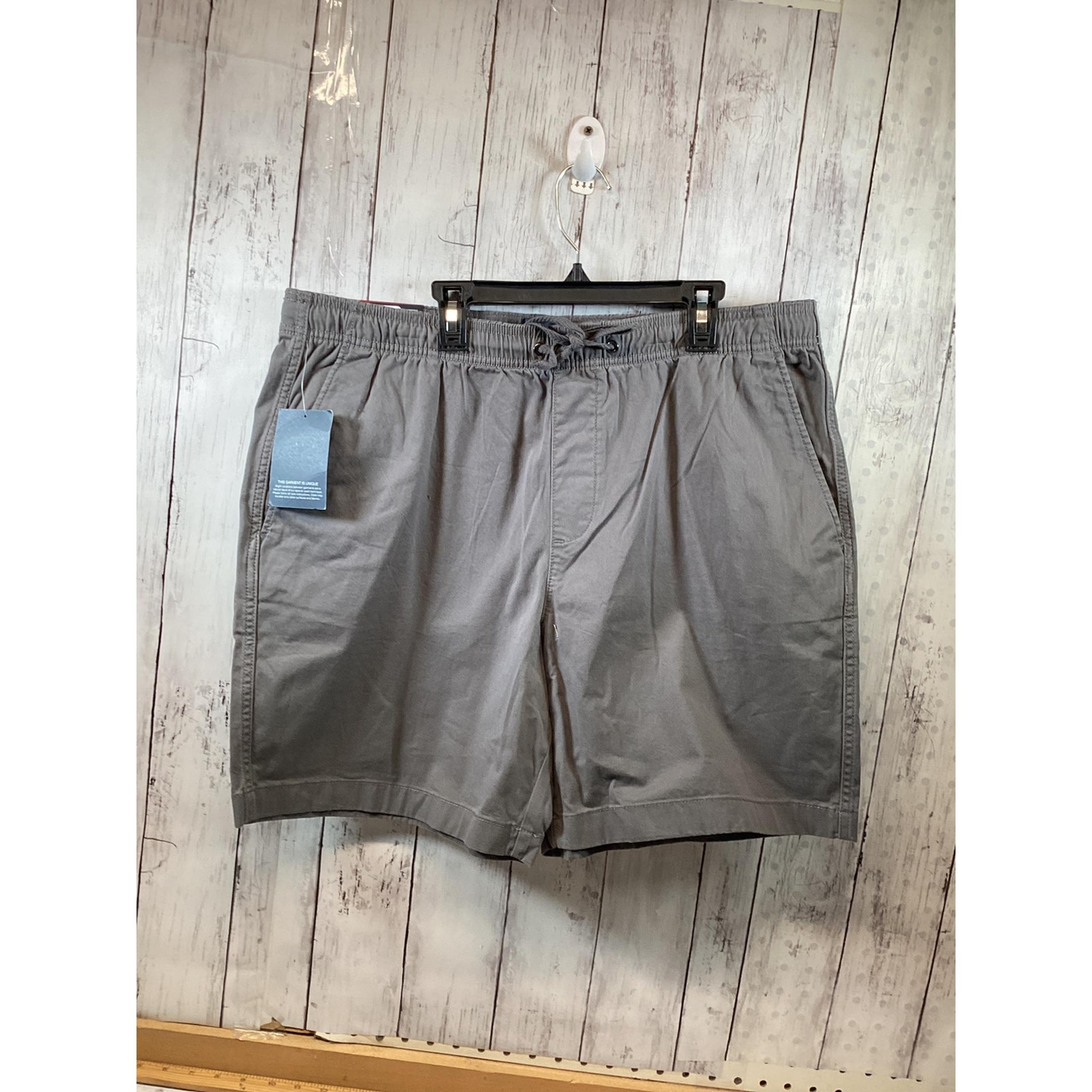 Gap Men's Grey Stretch Twill Pockets Flat Front Drawstring Pull-On Shorts XL