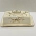 Vintage Unique Rare Butter Dish with Lid Gold Accent Ivory Leaves with Handle