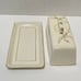 Vintage Unique Rare Butter Dish with Lid Gold Accent Ivory Leaves with Handle