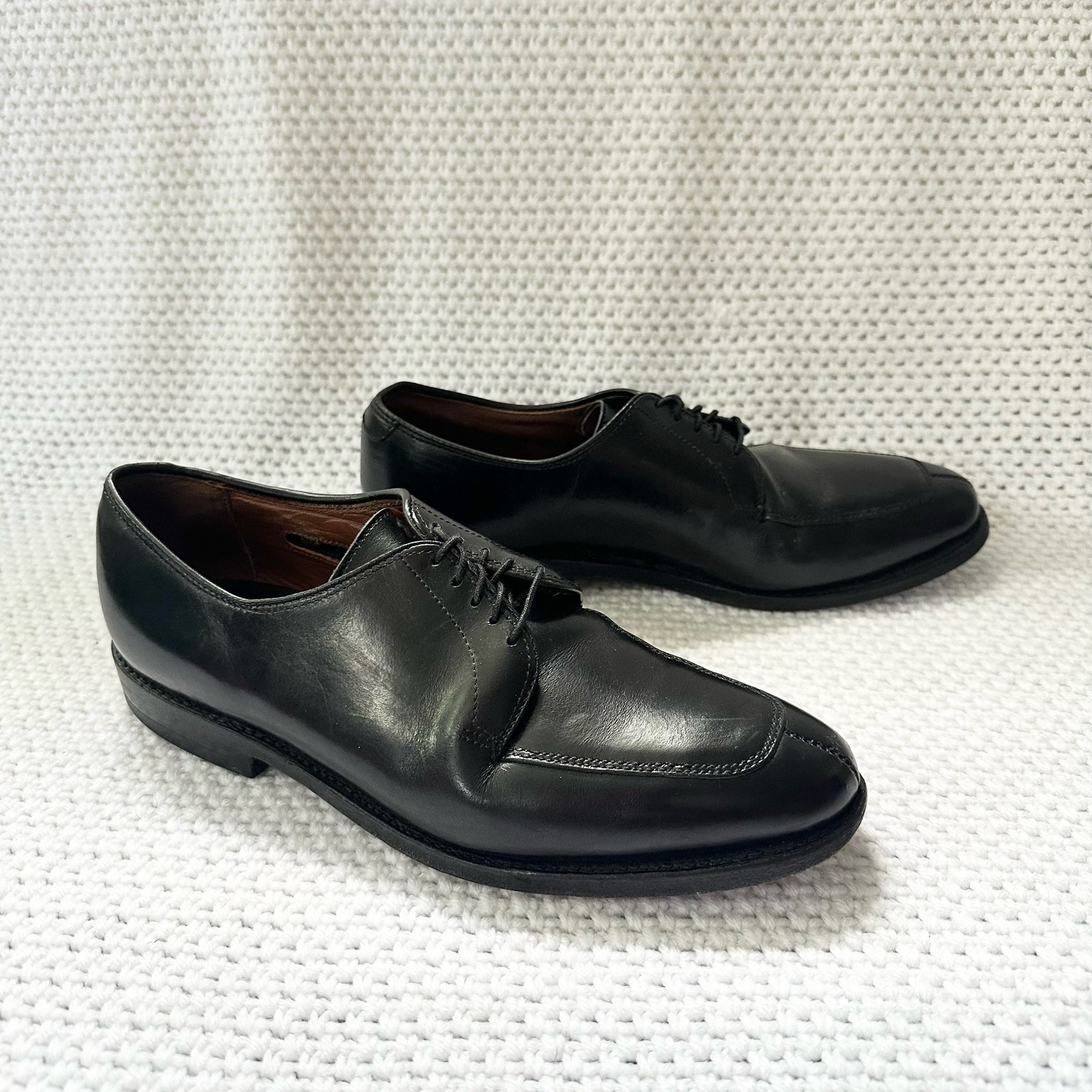 Allen Edmonds Black Leather Delray Lace Up Split Almond Toe Derby Dress Shoes 7D