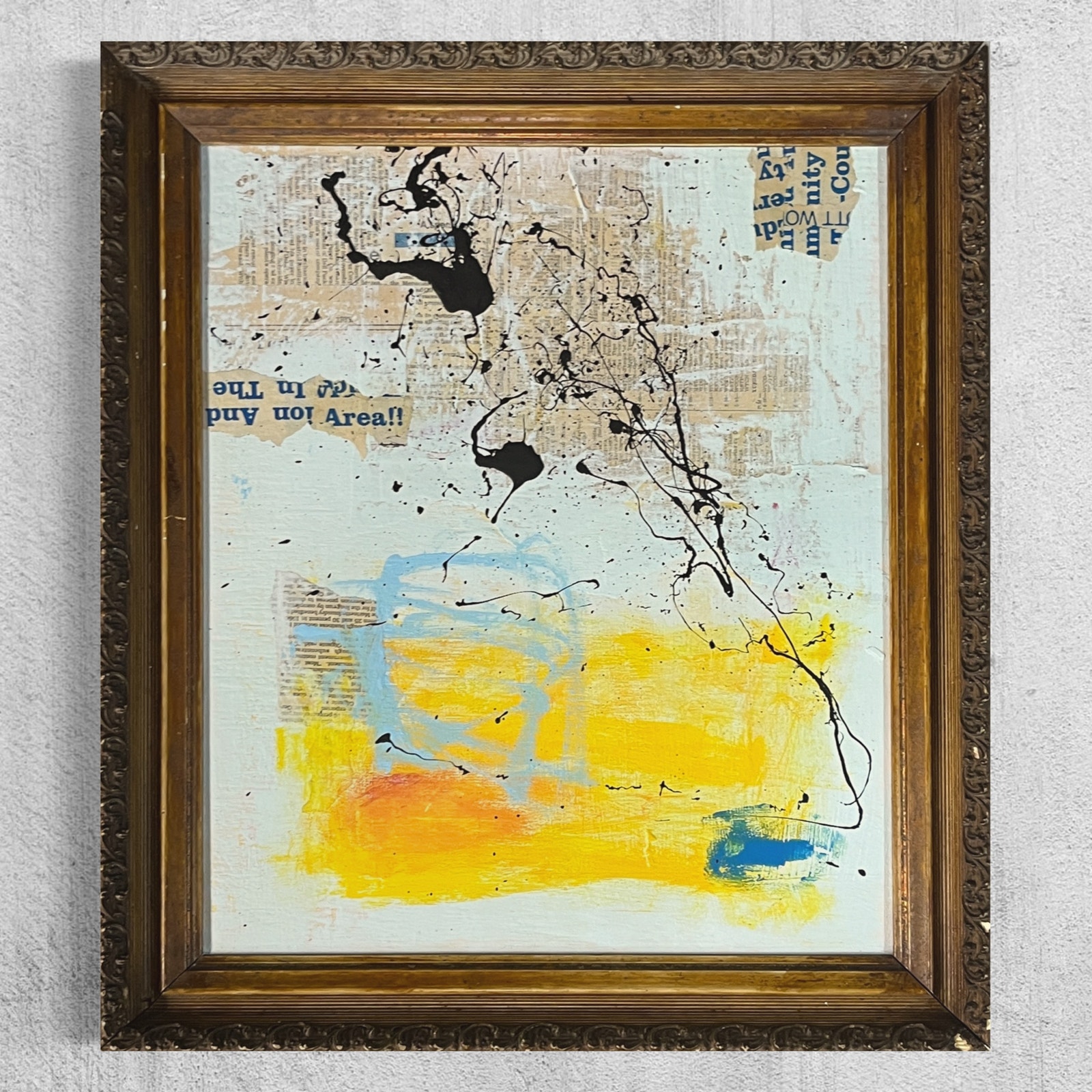 Original Framed Mixed Media Abstract Art Painting 17x21 Privacy