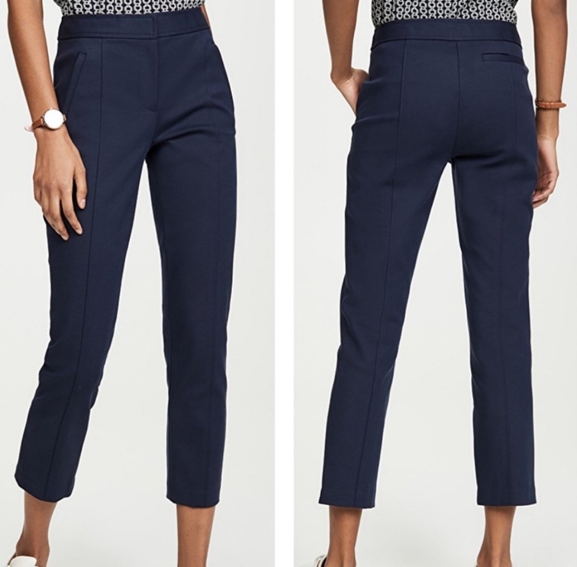 NWT Tory Burch Woman’s Vanner Dress Pant Ankle Tailored Navy Blue 2