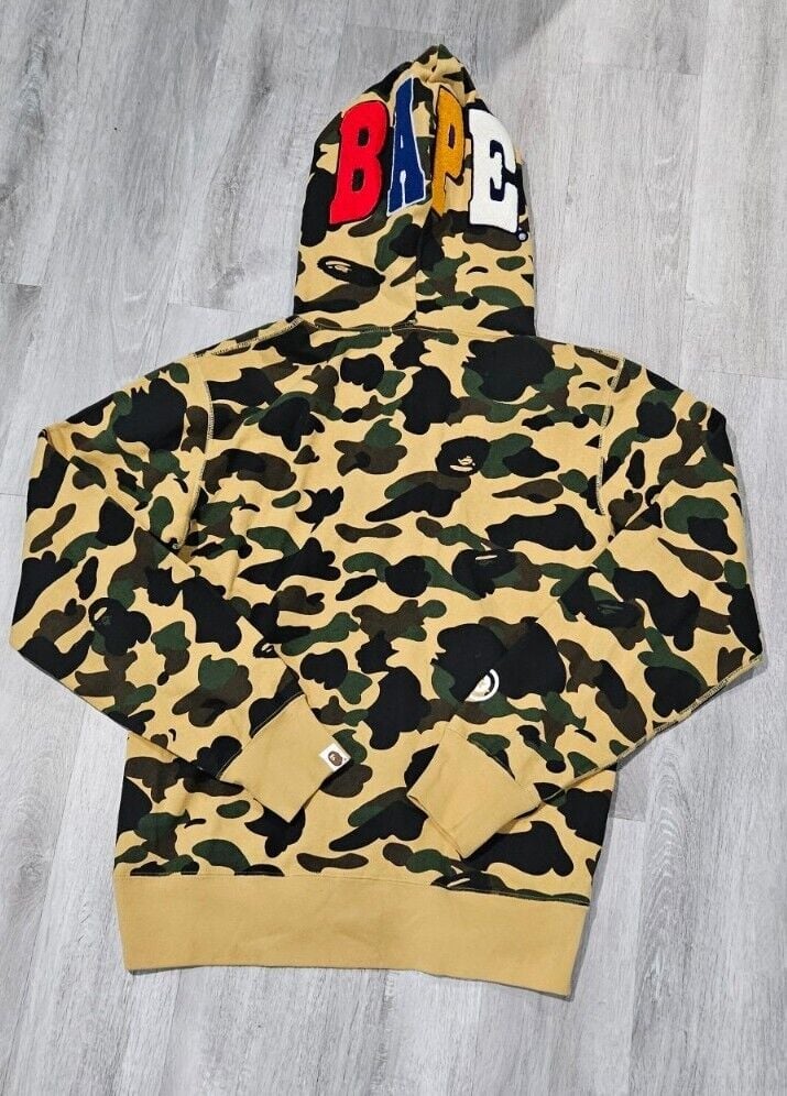 bape YELLOW camo ape hoodie XL