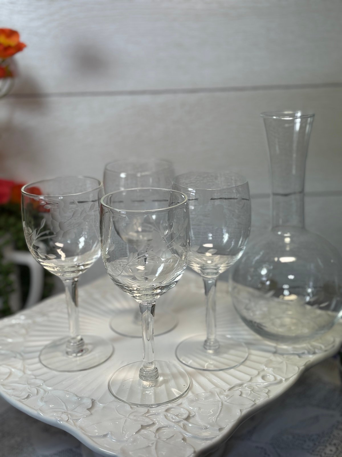 Princess House Wine Glasses and Decanter / Vase
