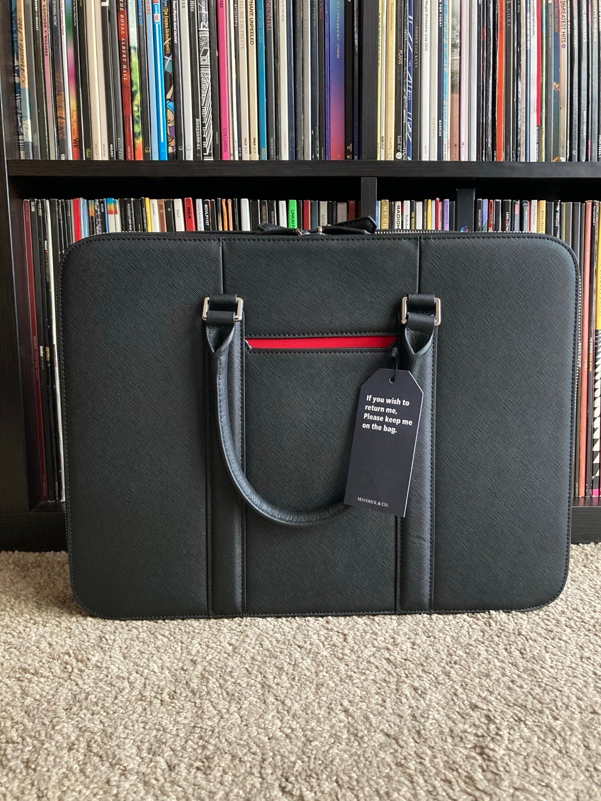 Manhattan Double-Zip Leather Briefcase Maverick & Co