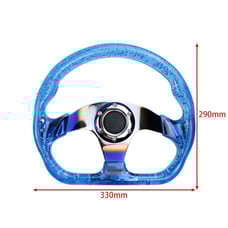 JDM Universal 6-Hole 326mm Vip Blue Crystal Bubble Burnt Spoke Steering Wheel