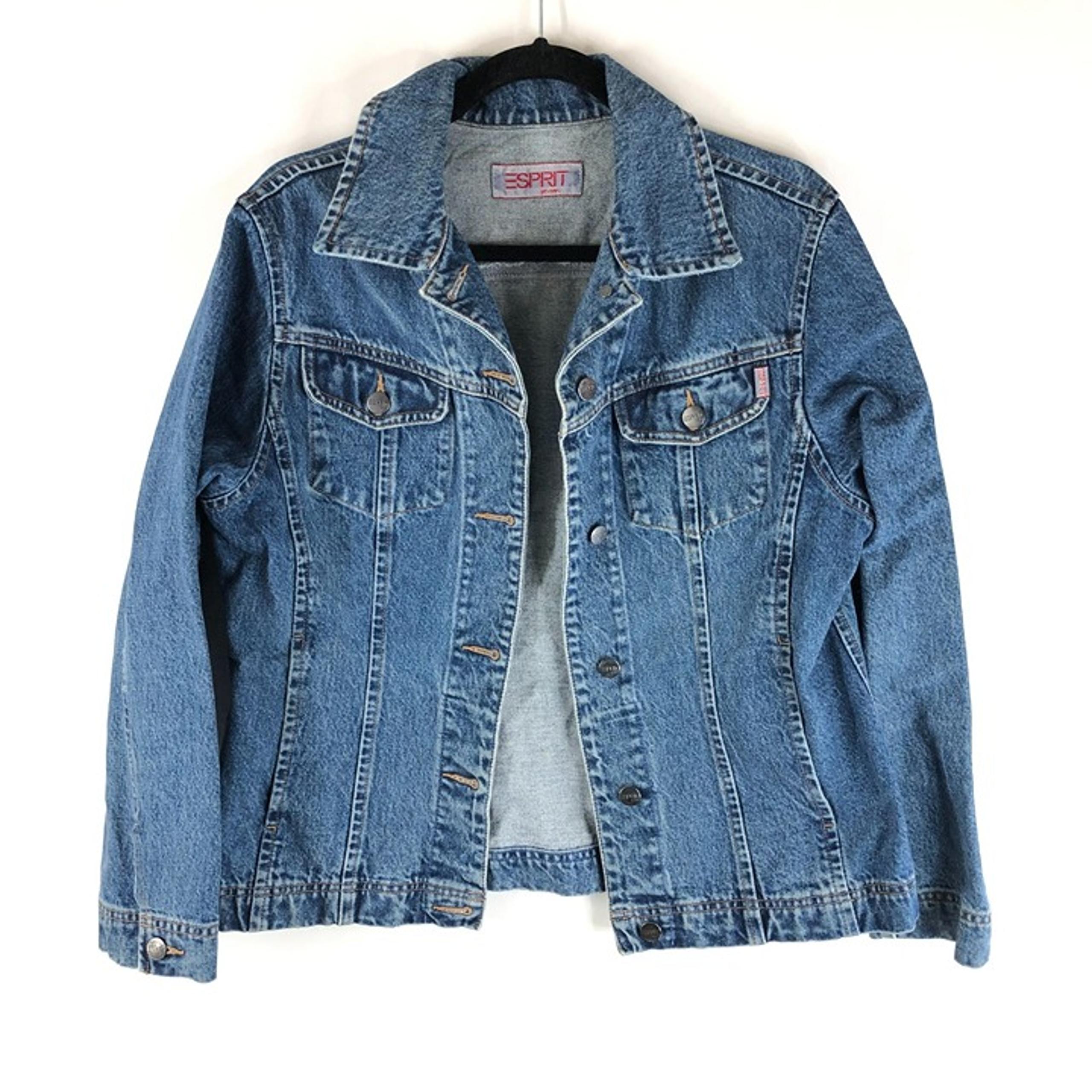 Esprit Mens Denim Jacket Vintage Retro Trucker Y2K Medium Wash Cotton L