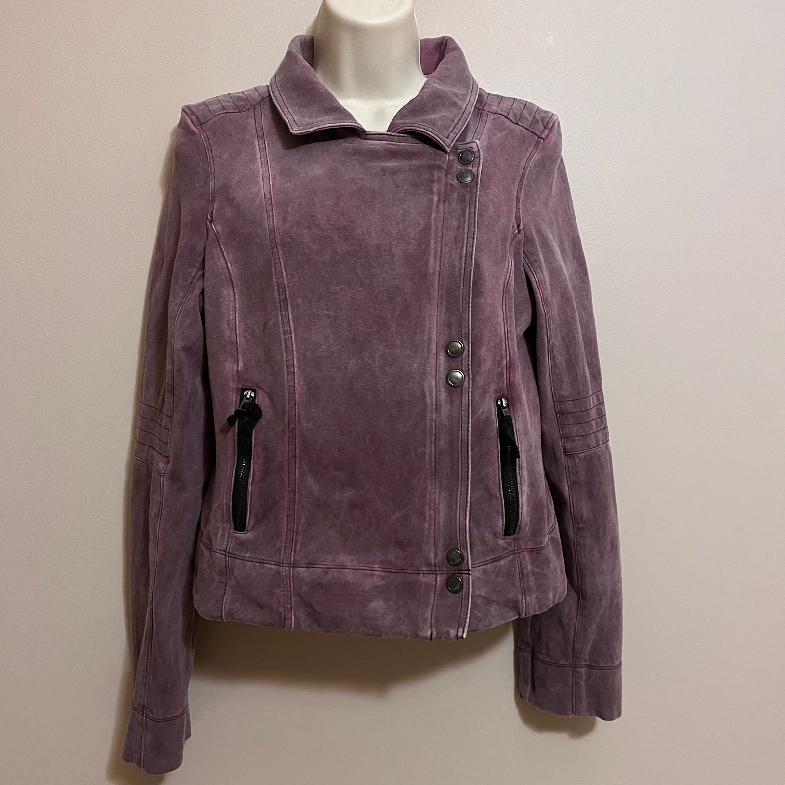 Marrakech Sz Medium Moto Jacket Anthropologie Rose Suede Like