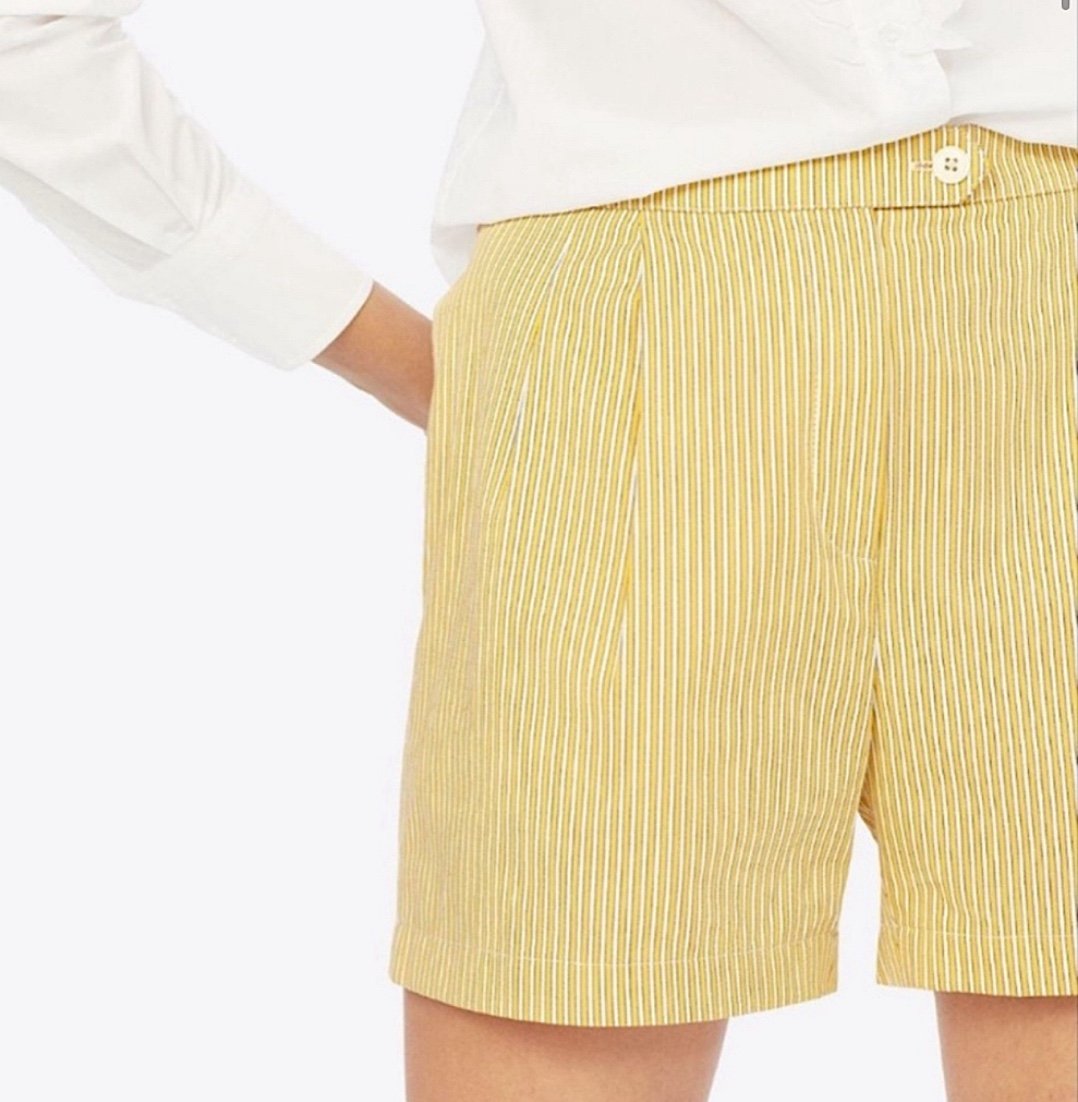 Tory Burch yellow striped cotton shorts