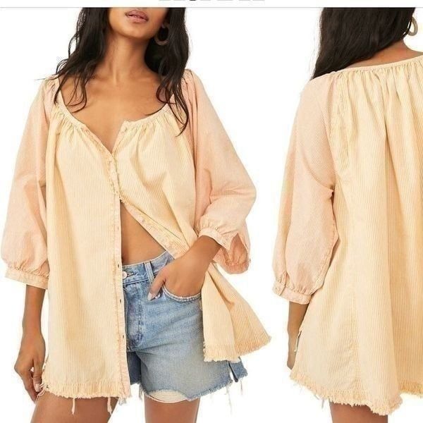 FREE PEOPLE Oxford Swing Cotton Tunic Top Size S