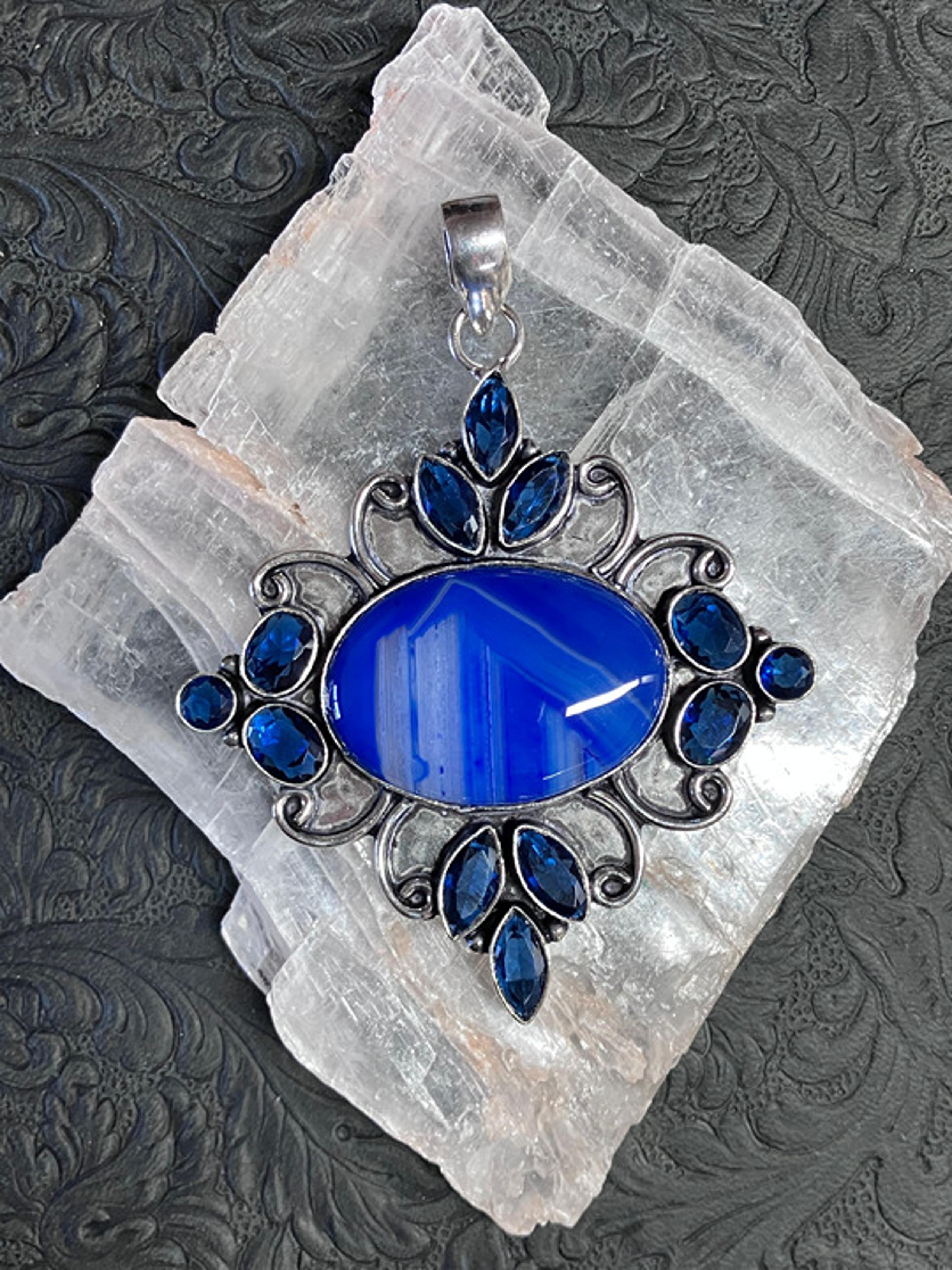 Fairycore Blue Agate Pendant Ornament Charm Stone Crystal Jewelry