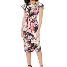 NWT ADRIANNA PAPELL Floral Printed Draped Sheath Dress