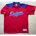 Los Angeles Dodgers 90s MAJESTIC jersey XL red Script pinstripe MLB baseball vtg