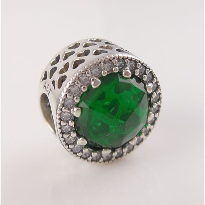 SEA GREEN RADIANT HEARTS Genuine PANDORA Silver/CRYSTAL Charm 791725NSG NEW!