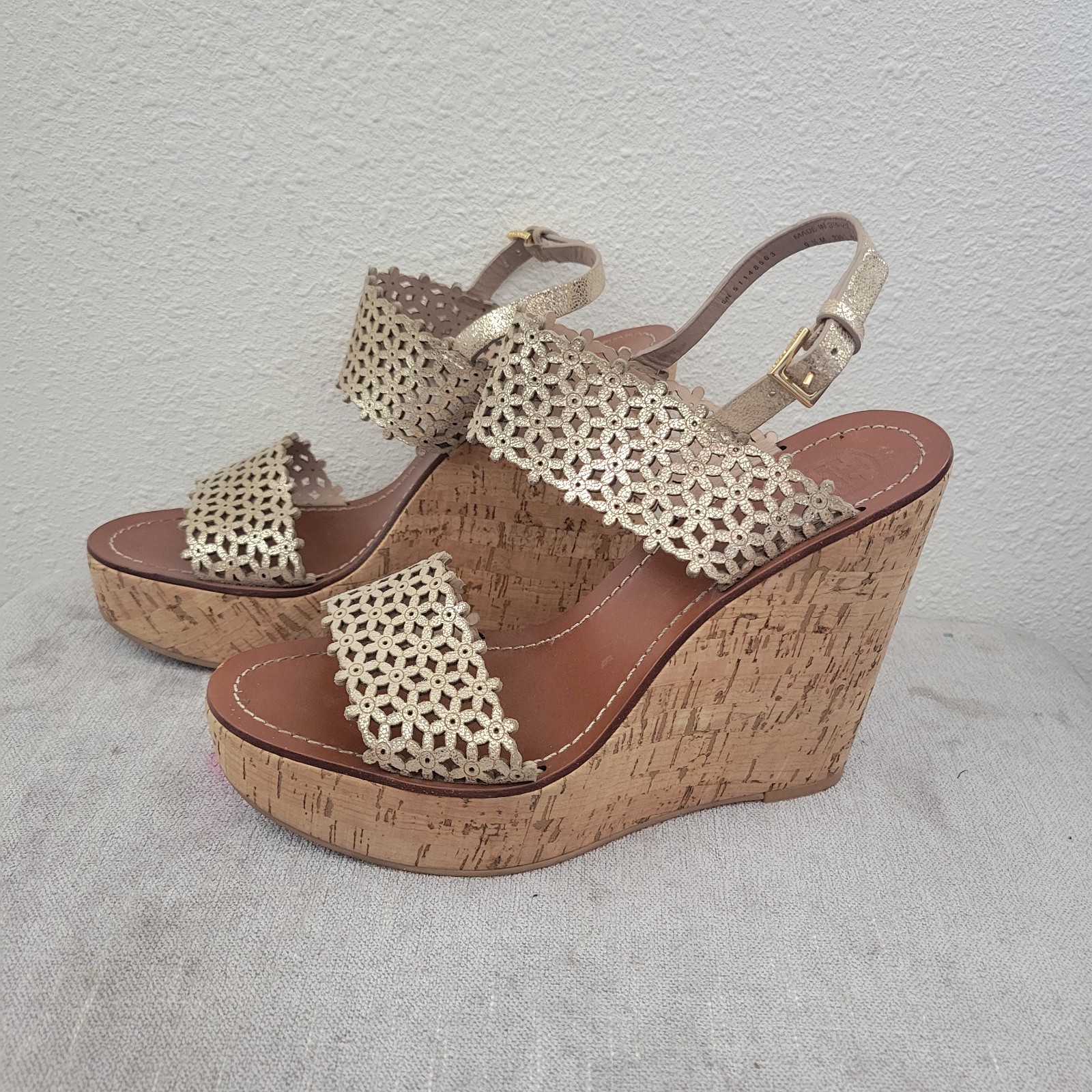 Tory Burch Flower Platform Wedge Sandals