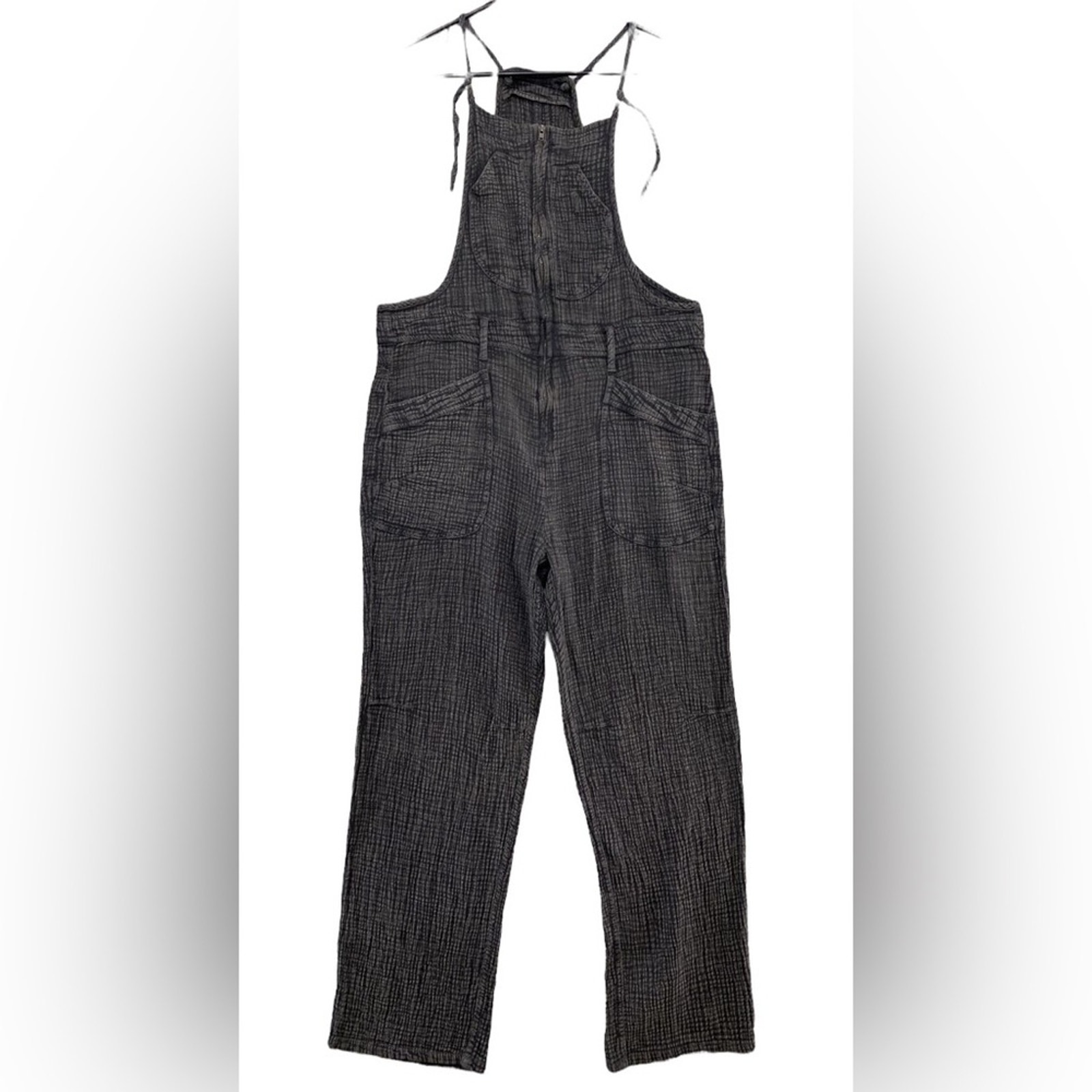 Pilcro Overalls Gauze Painter Grunge Adjustable Pockets Charcoal Gray Size 26