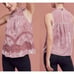 Anthropologie Floreat Halter Tank Top Velvet Burnout Women Size 0 XS Pink Fairy