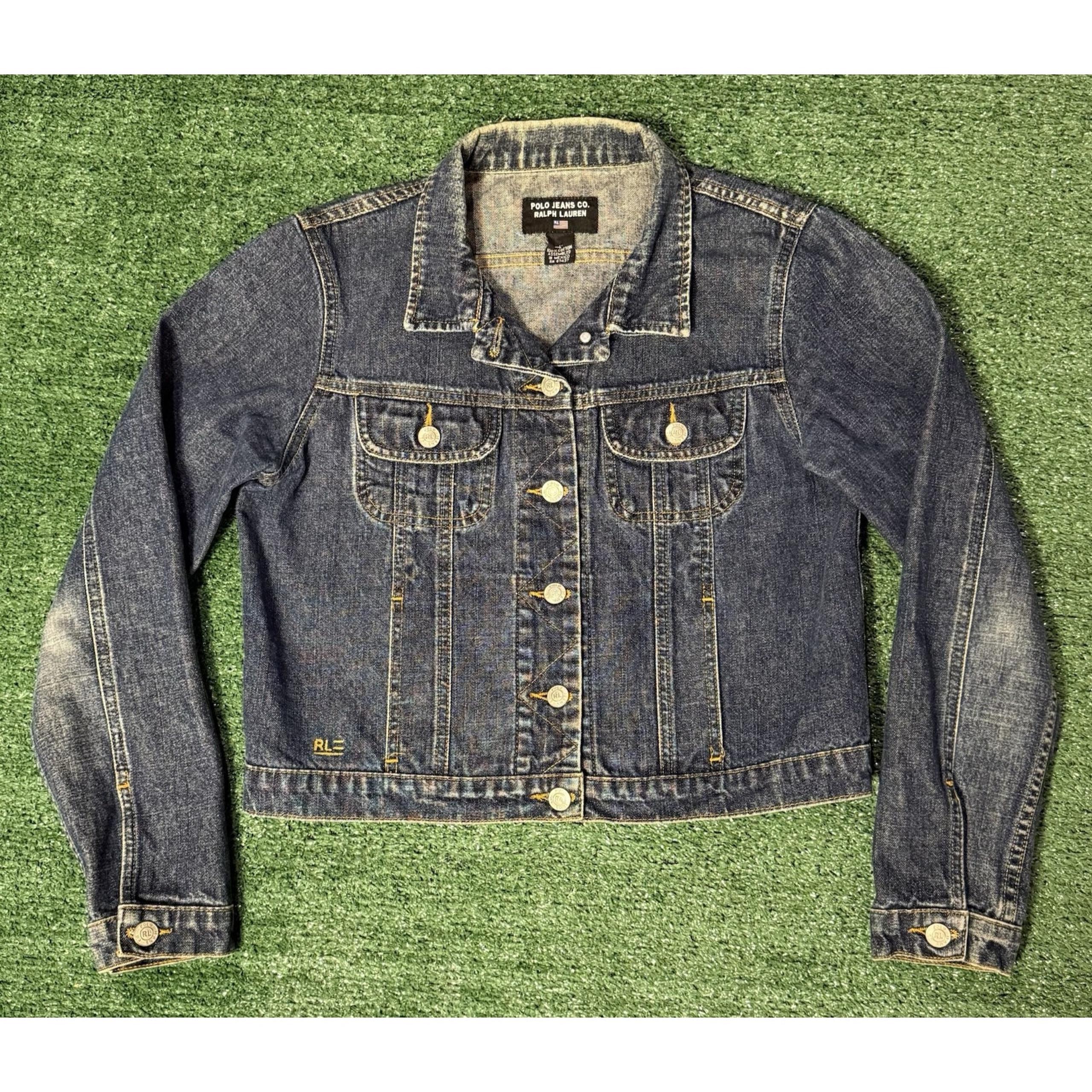 Vintage Polo Ralph Lauren Jacket Womens Large Polo Jean Co Denim Motorcycle Y2K