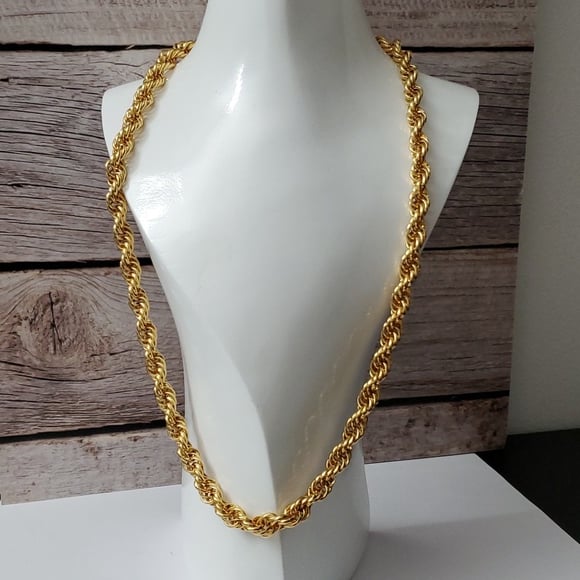 18K Gold Italian Twisted Plated (?) Rope Necklace