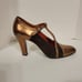 Vintage Yves Saint Laurent Paris T-Strap Two-Tone Heels