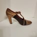 Vintage Yves Saint Laurent Paris T-Strap Two-Tone Heels