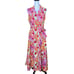 April Cornell Cotton Floral A Line Sleeveless Maxi Shirt Dress Size S Purple Red
