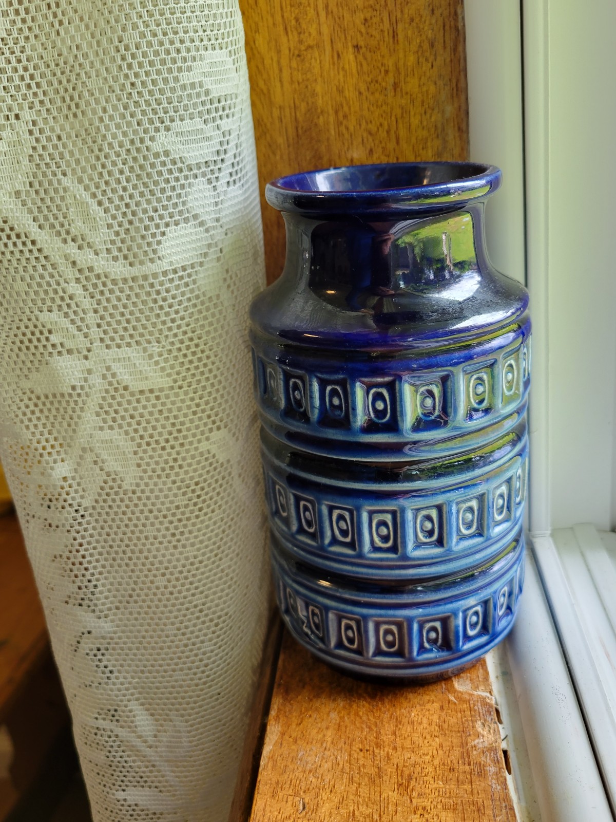 Vintage Blue West Germany Pottery Vase