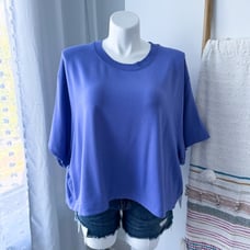 Athleta Bliss Dark Adonis Blue Short Sleeve Pullover Sweatshirt Women’s Size 2X
