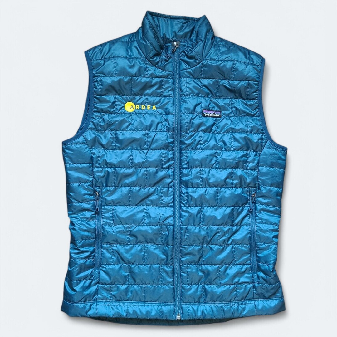 Patagonia Nano Puff Vest Lagom Blue Men's Medium Logo Full Zip Lightweight NEW
