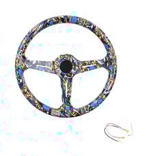 NEW JDM UNIVERSAL 350MM STICKERBOMB Acrylic Deep Dish 6 Holes Steering Wheel
