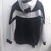 Retro Style Two-Tone Graphic Hoodie Black & Grey Athletic Sweatshirt Pullover
