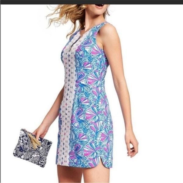 Lily Pulitzer Blue and Pink Sleeveless Dress Size 2