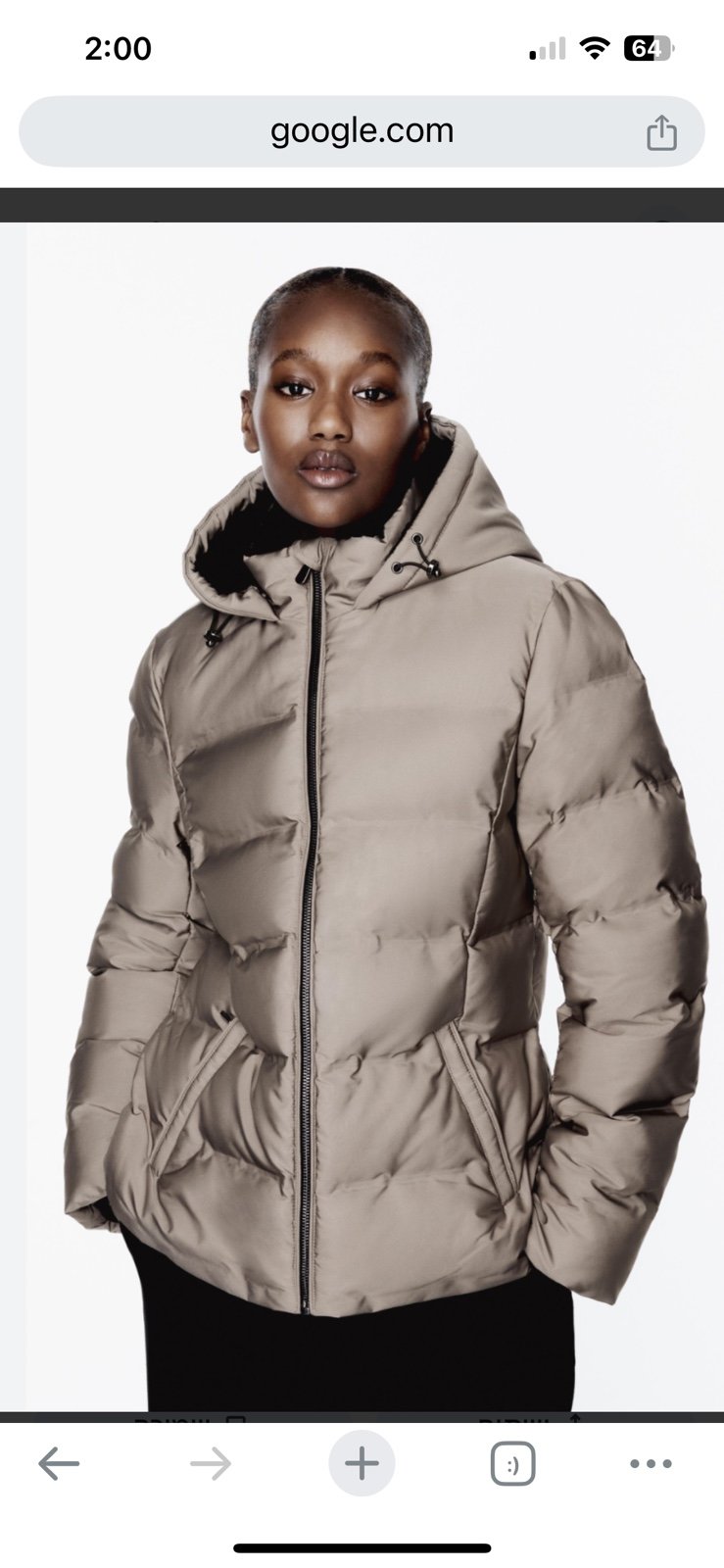 Zara water and wind protection short quilted anorak L Mink