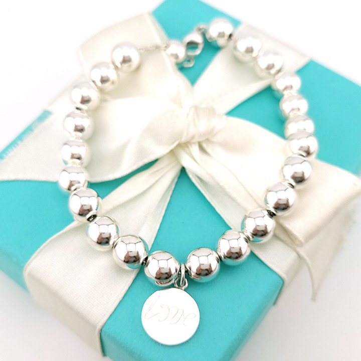 Tiffany & Co. Sterling Silver Paloma Picasso Graffiti Love 8mm Bead Bracelet