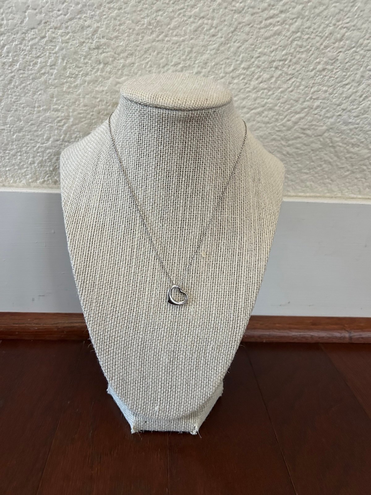 TIFFANY & CO. Elsa Peretti Open Heart Necklace Pendant Sterling Silver 925 16”