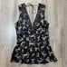 2000s Bebe Silk Blend Bow Babydoll Cami Top Black Cream Womens Size Large
