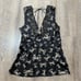 2000s Bebe Silk Blend Bow Babydoll Cami Top Black Cream Womens Size Large
