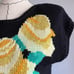 Vintage 80s Jimmy Garcia Yellow Rose Black Knit Pullover Sweater Medium
