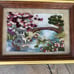 Miniature Chinese garden bridge crewel embroidered gallery wall Art