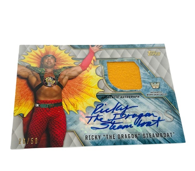 Ricky Dragon Steamboat auto relic WWF sp