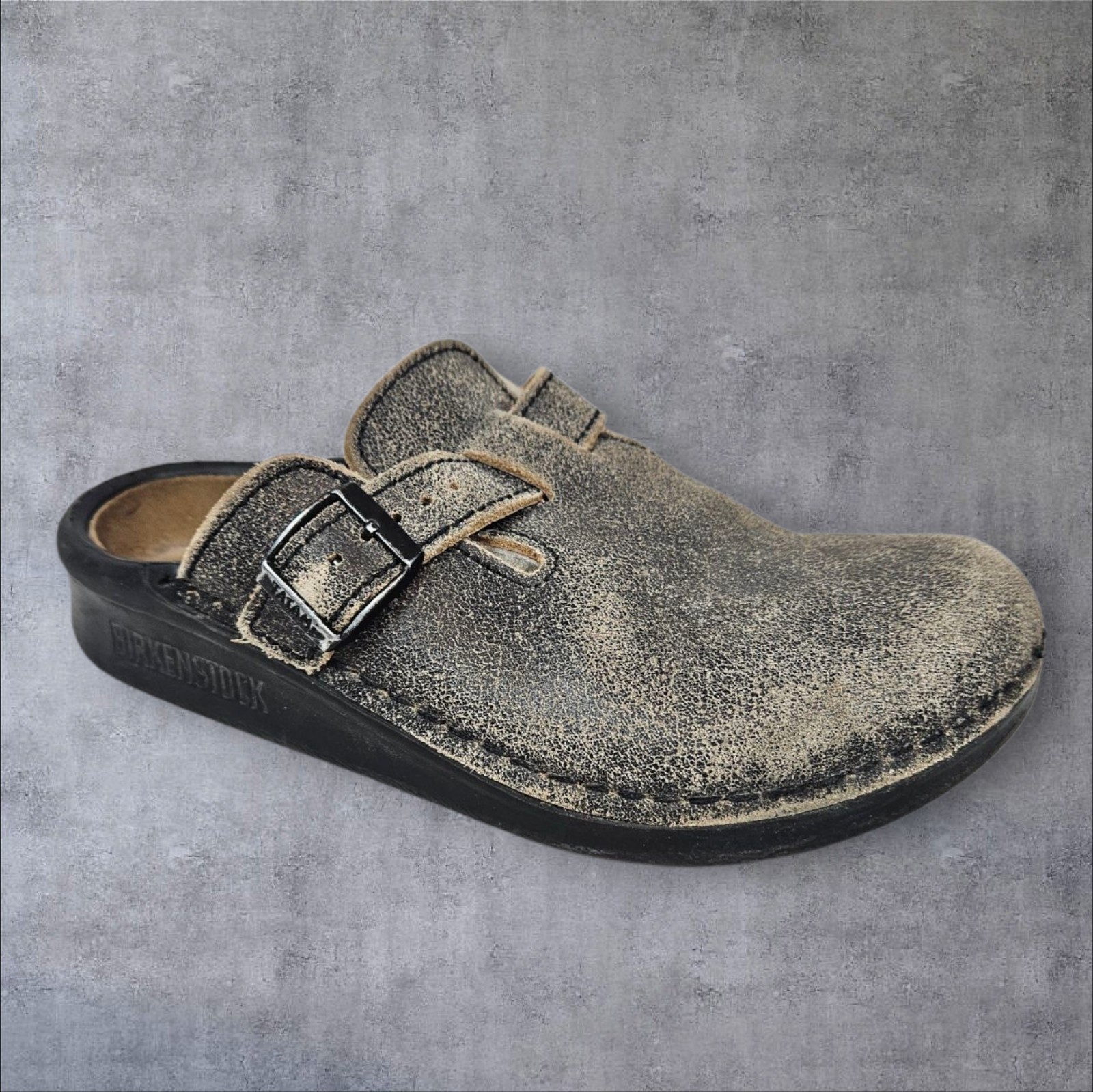 Birkenstock Tatami Oklahoma Clog Slip On Sandal Distressed Gray Suede Size 37