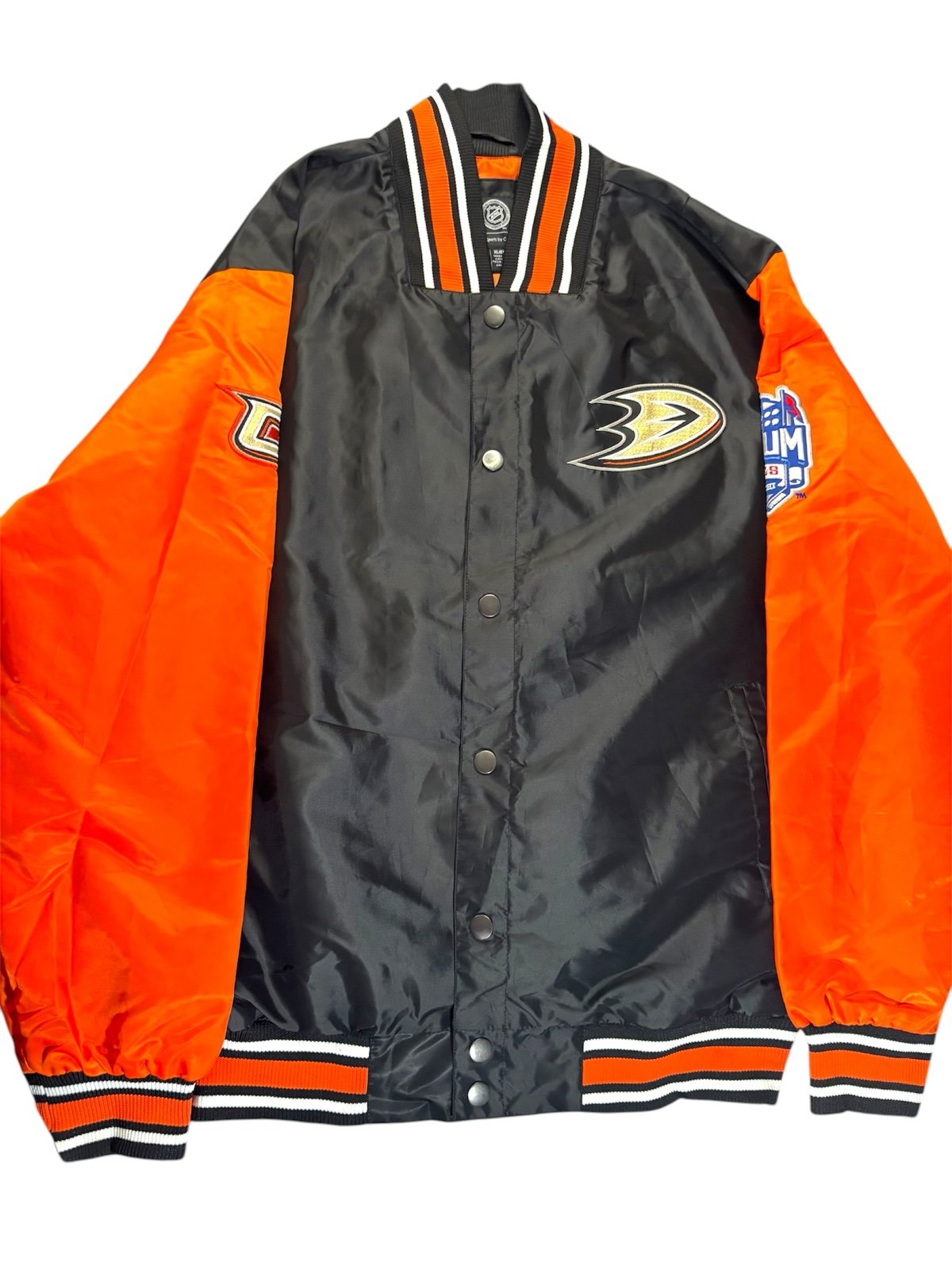 Men's Black Anaheim Ducks Heavyweight Satin Full-Snap Jacket