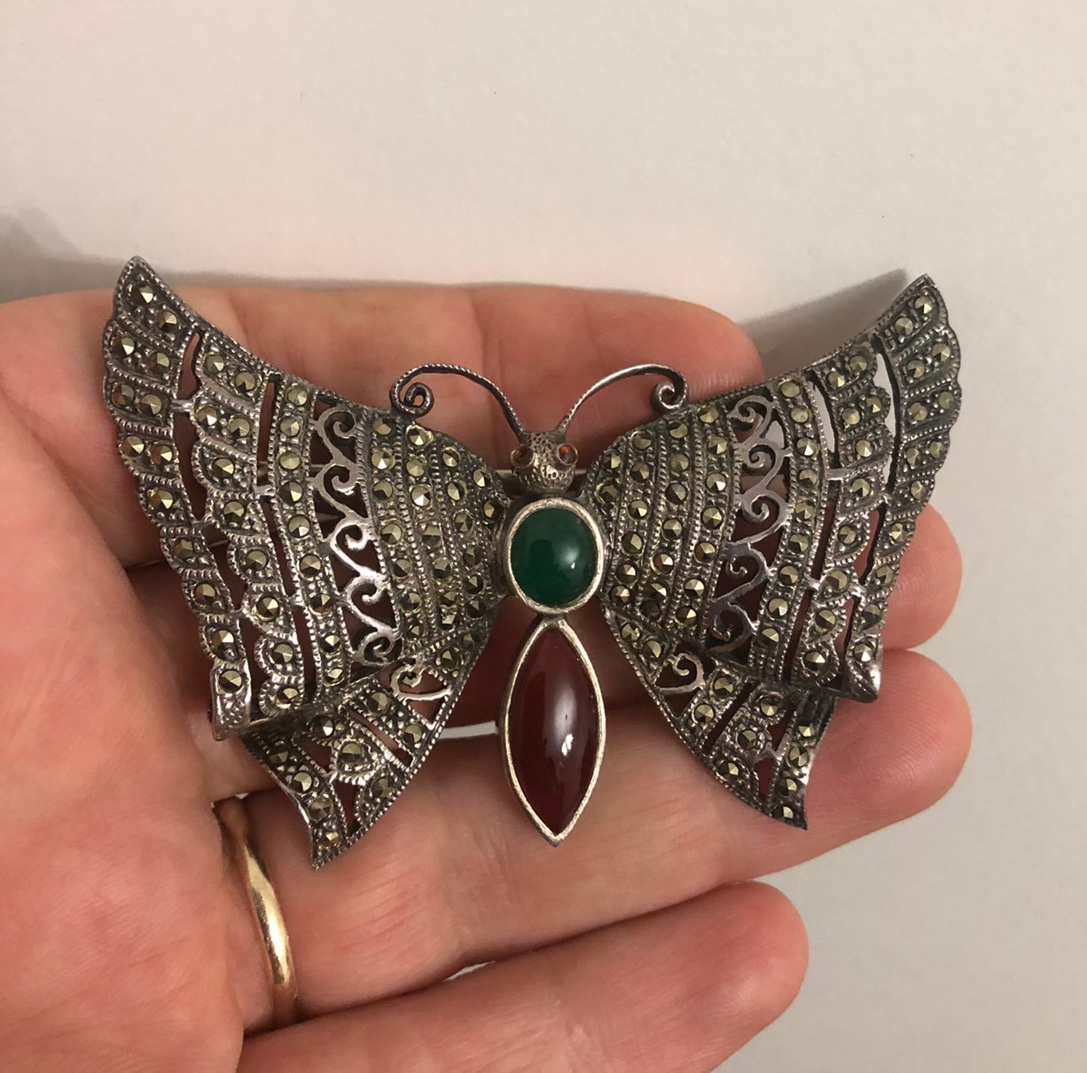 Stunning Vintage Sterling Silver Butterfly Pendant & Brooch