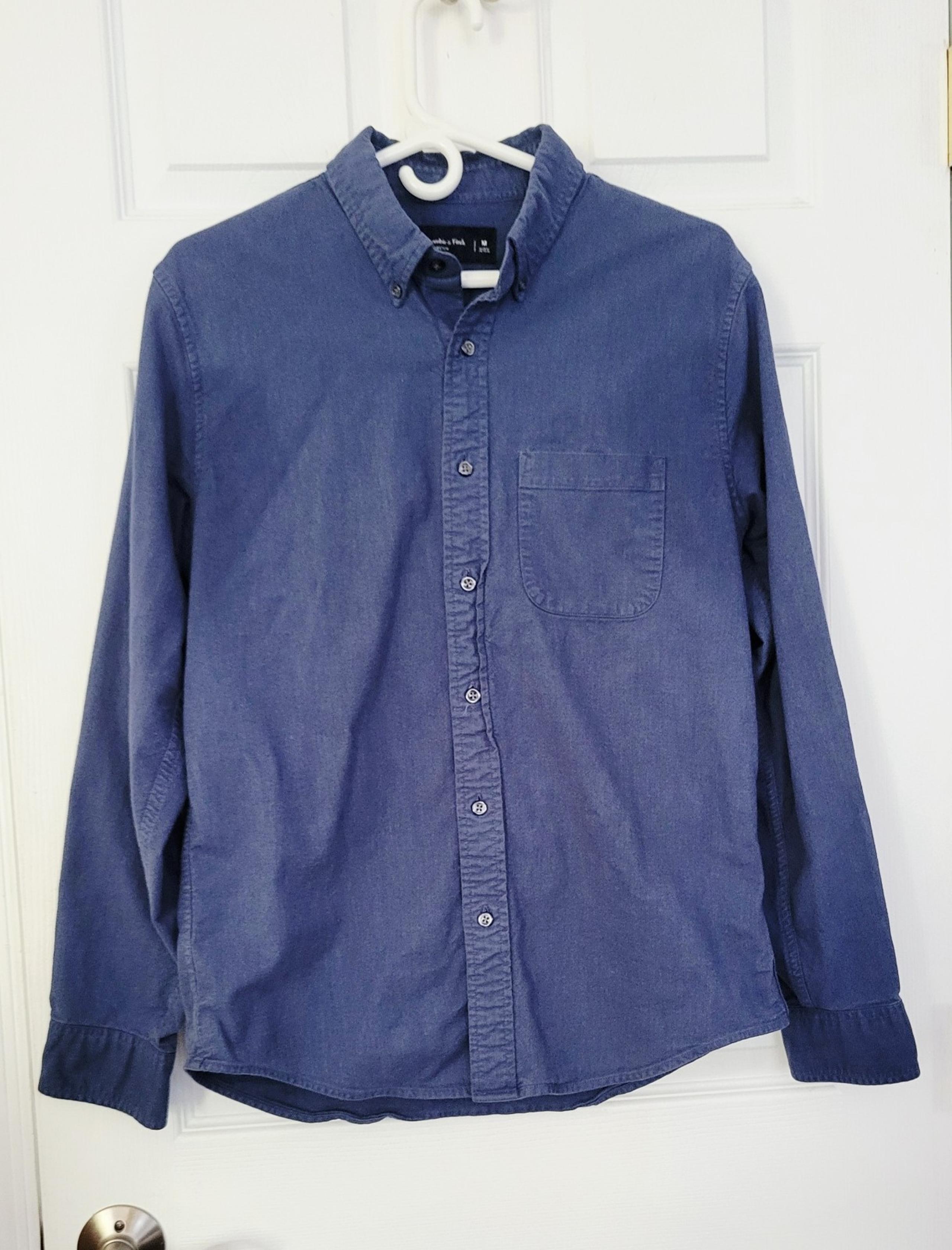 Abercrombie & Fitch Stretch Long Sleeve Button Down Blue Men shirt Size M