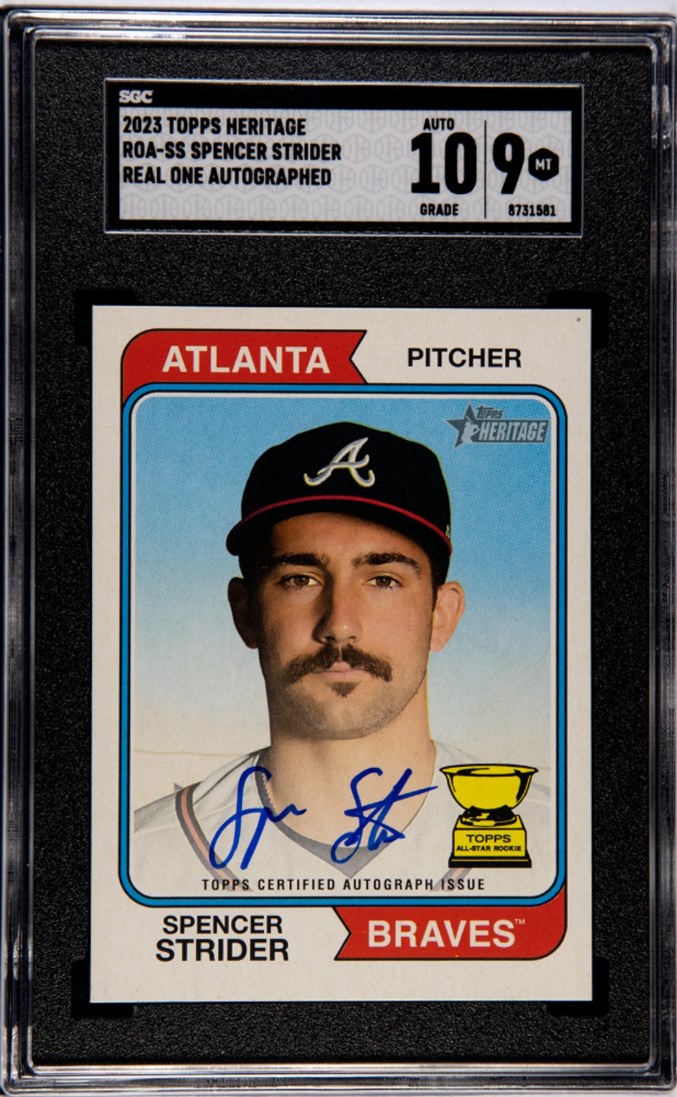 2023 TOOPS HERITAGE REAL ONE AUTOGRAPH SPENCER STRIDER ROOKIE CUP SGC 10/9