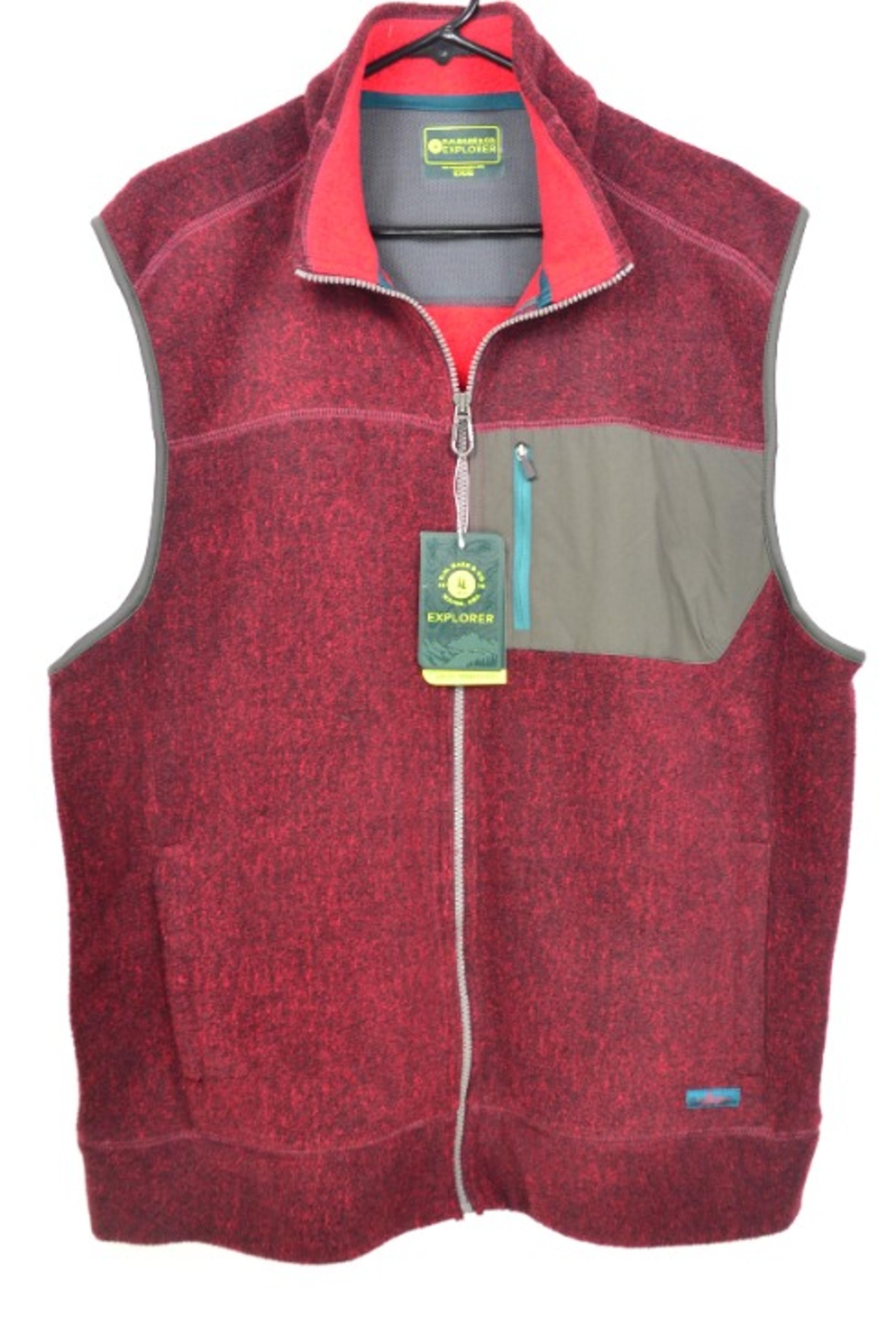 G.H. Bass & CO. Explorer Arctic Terrain Vest Men's Size XL Red & Gray Fleece
