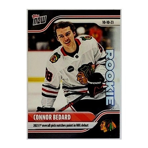 CONNOR BEDARD ROOKIE 2023 TOPPS NOW NHL #1, DEBUT, CHICAGO BLACKHAWKS, STICKER
