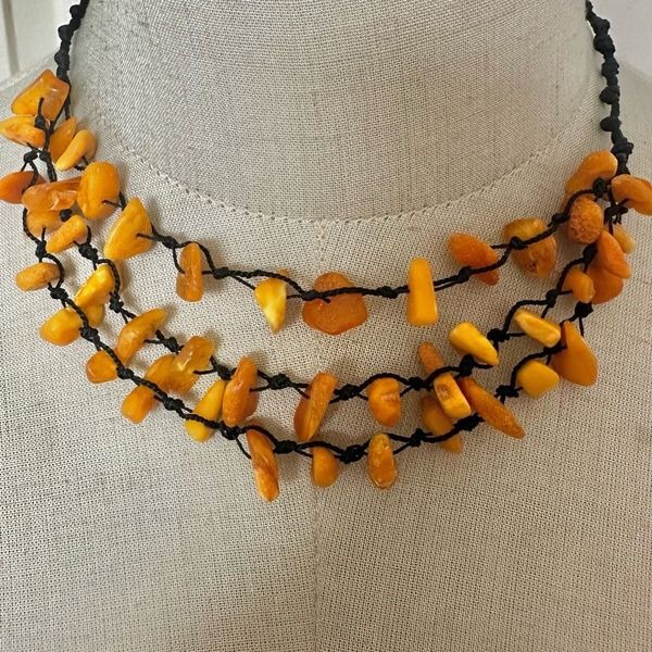 BALTIC AMBER multi strand Necklace on cord