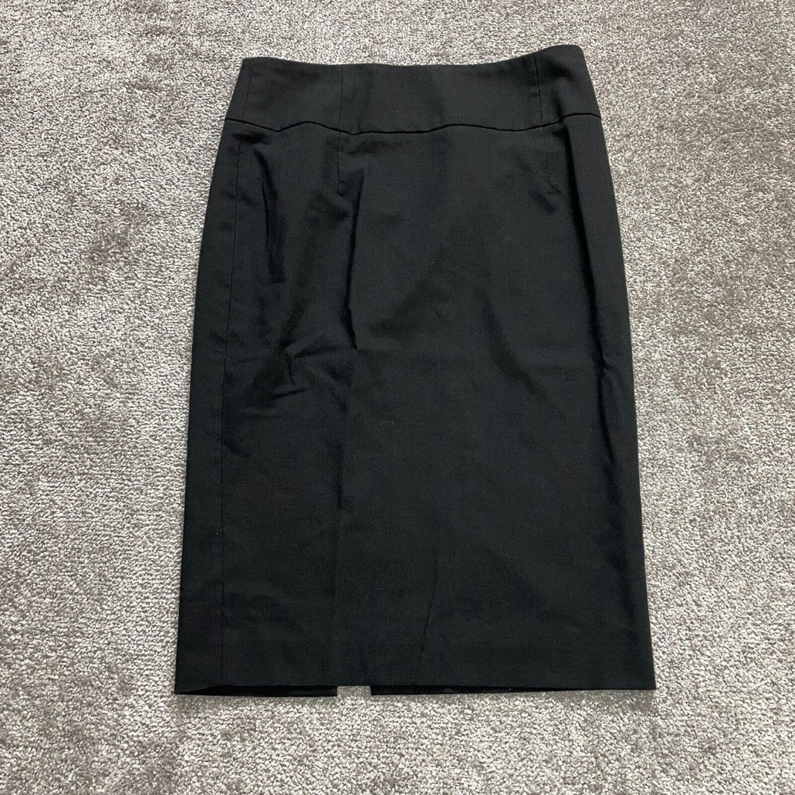 Zara Basic Straight Pencil Skirt Womens 6 Black Stretch Ladies Zip Knee Length